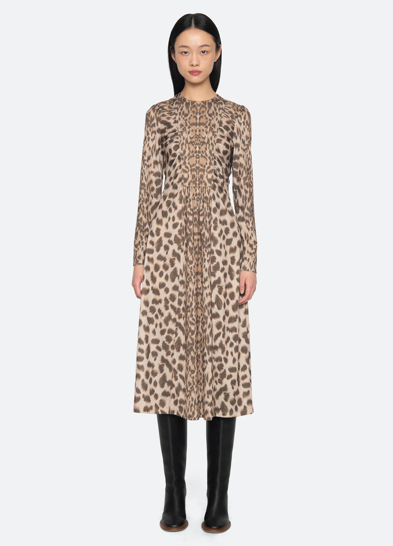 cream-claude l/s dress-front view - 12