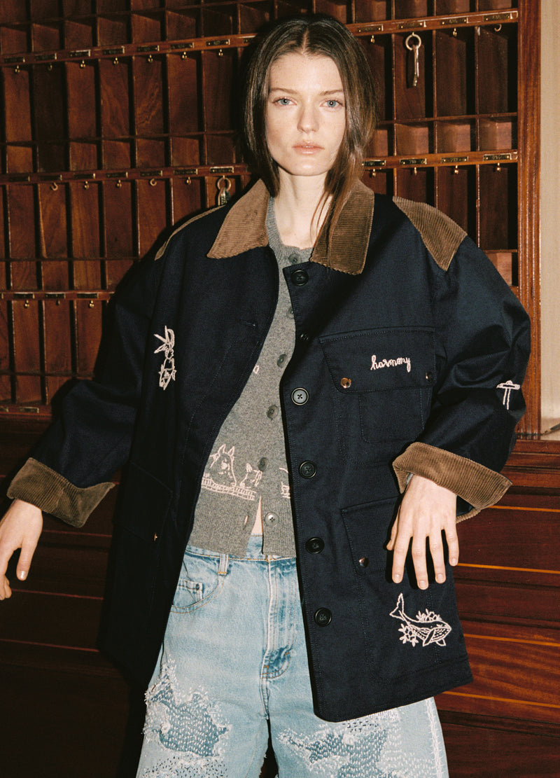 navy-clyde barn jacket-editorial view - 1