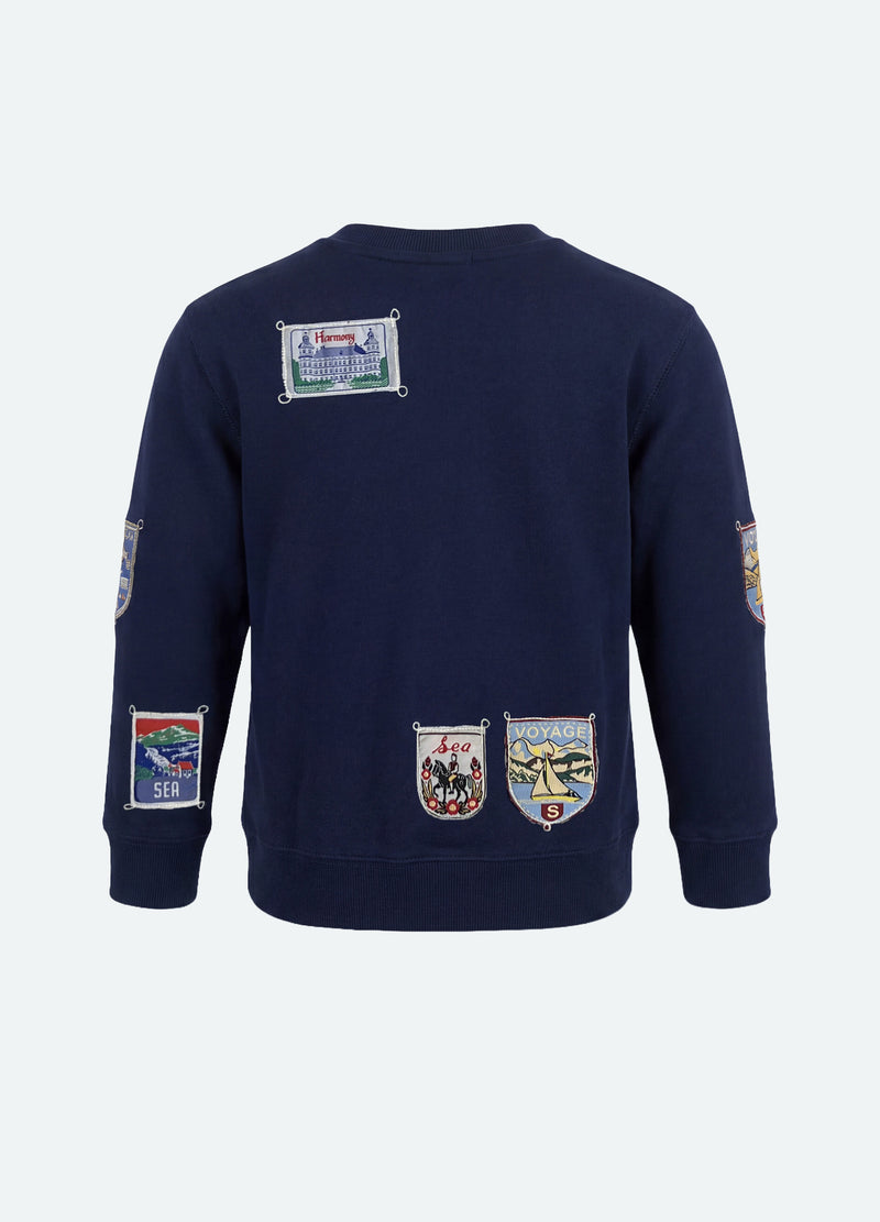 navy-davis kids sweatshirt-back view - 2