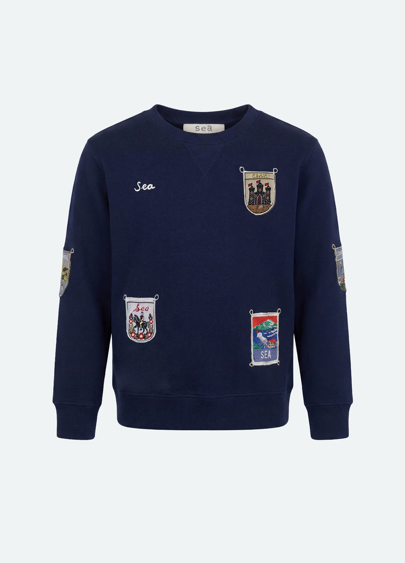 navy-davis kids sweatshirt-front view - 1