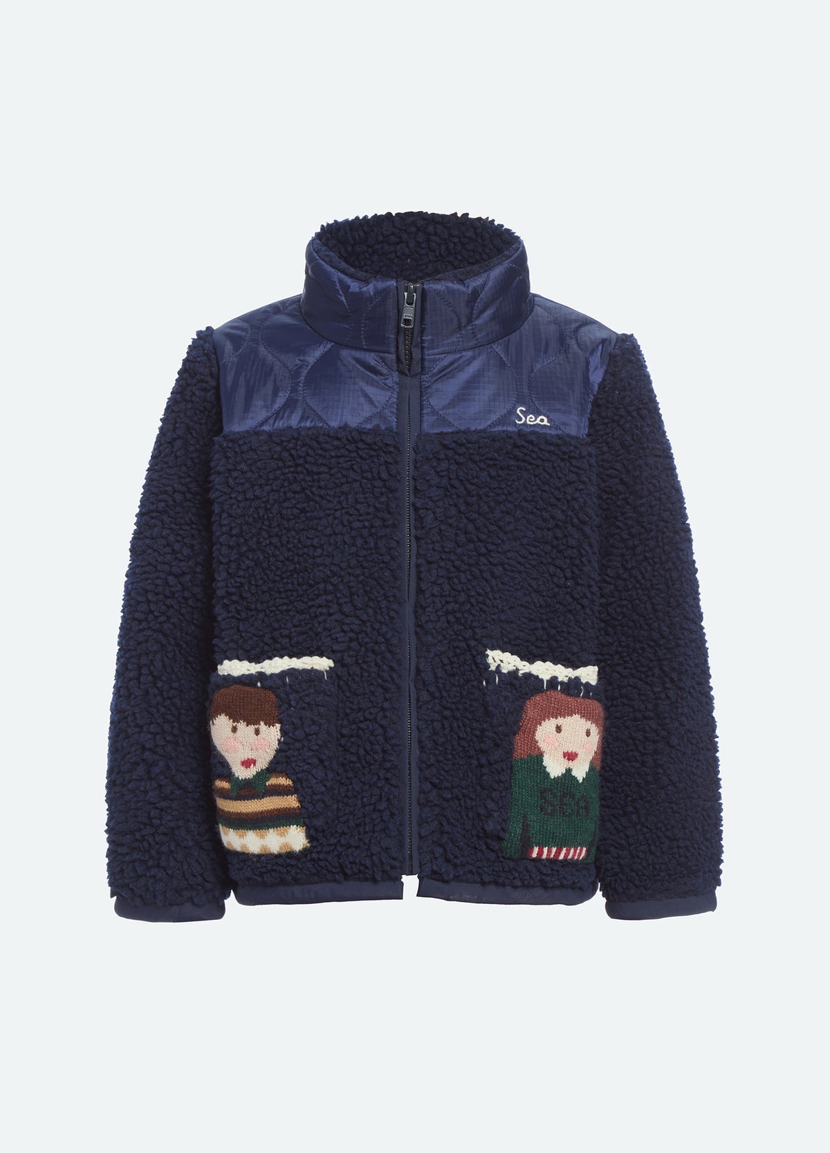 navy-patton kids jacket-front view