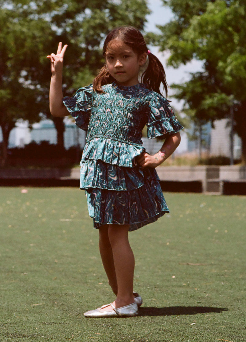 green-amara kids dress-editorial view - 1