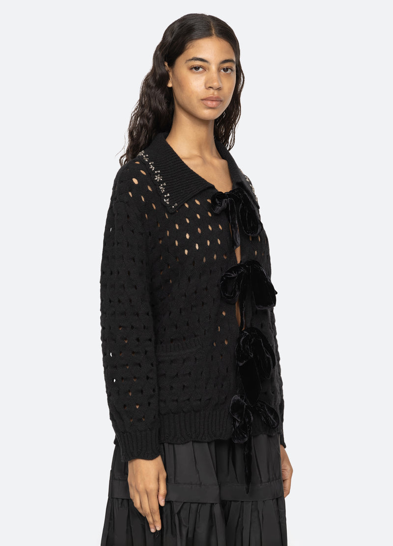 black-leia cardigan-three quarter view - 5