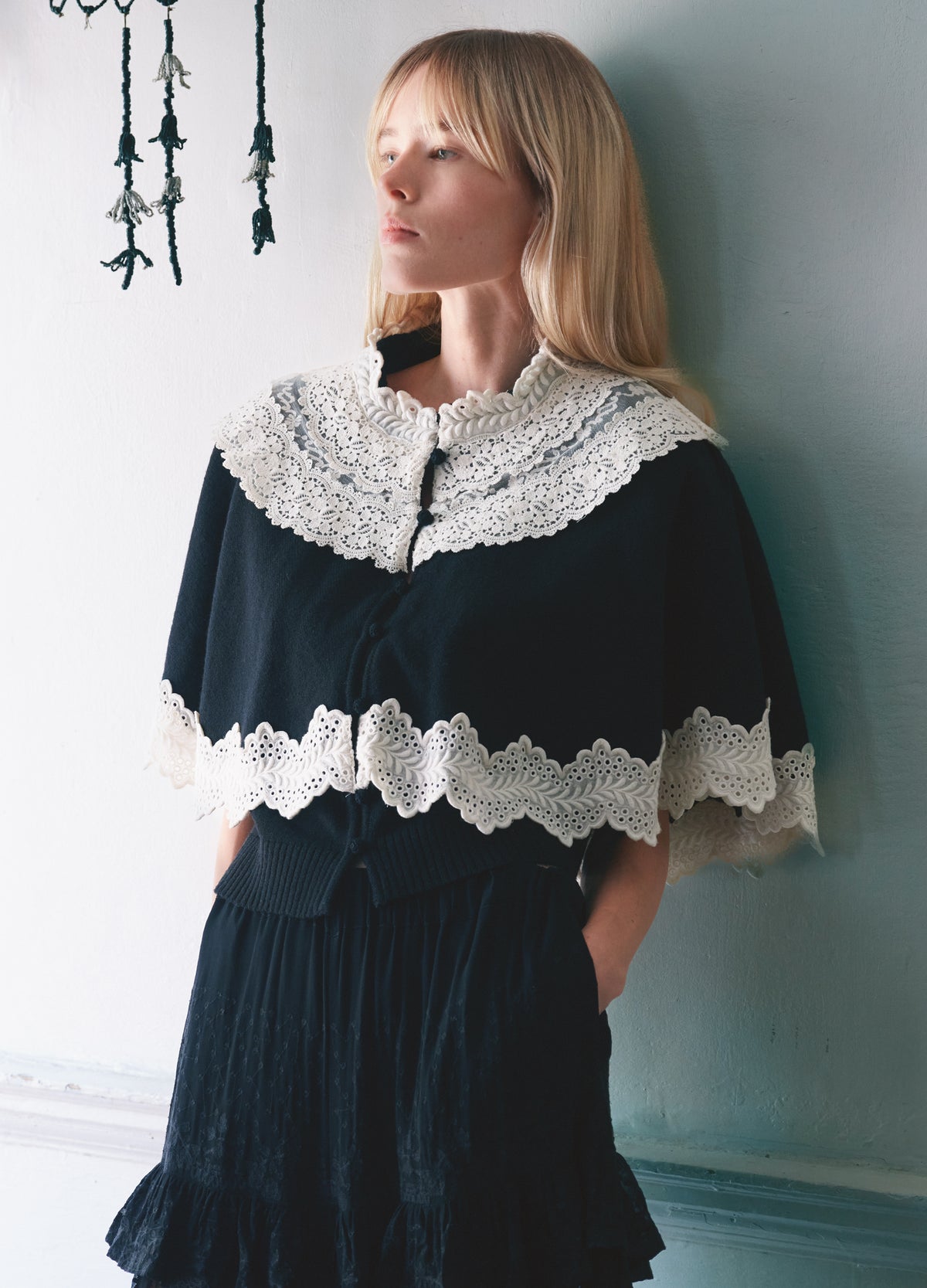 black-lovena cape cardigan-editorial view