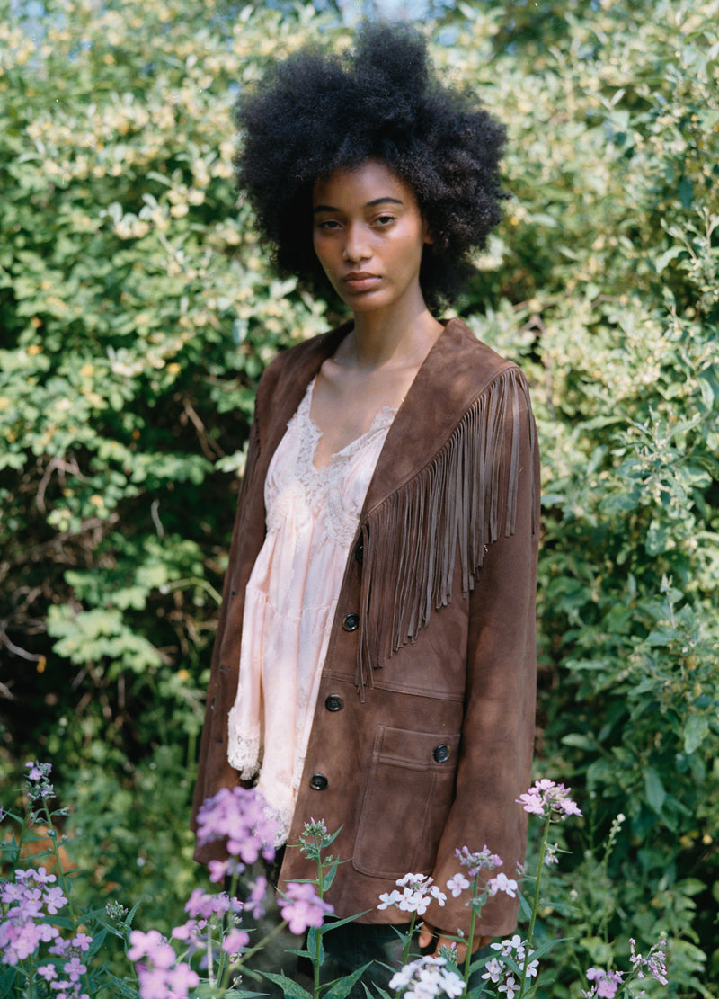 cognac-samantha jacket-editorial view - 1