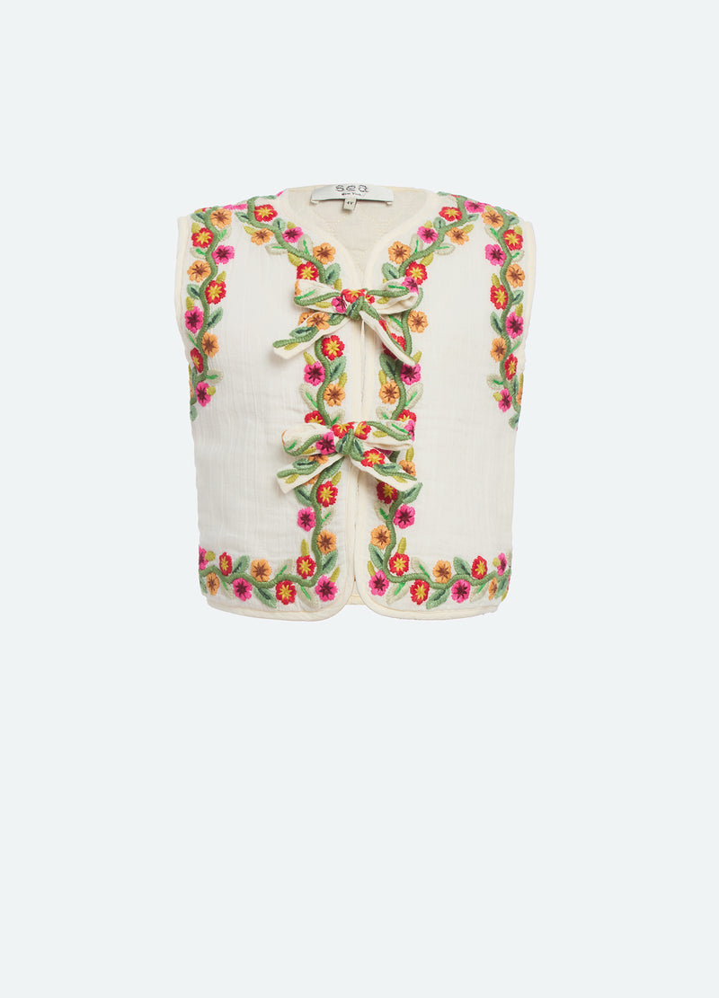cream-wilhelmina kids vest-front view - 1
